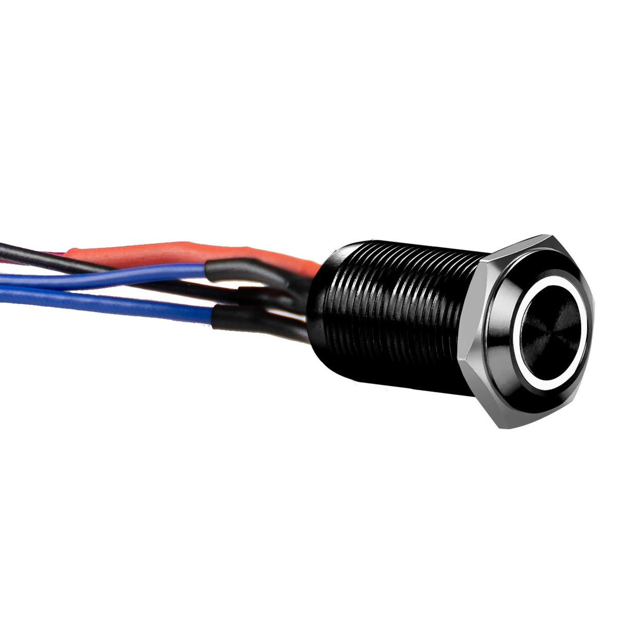 Install Bay Black 12MM Round Illuminated Latching Switch White Qty 2 - LB12W-2