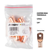 Install Bay Copper Uninsulated Ring Terminal 1/0 Gauge 1/4 inch - CUR1014