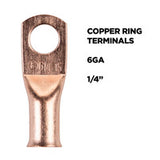 Install Bay Copper Uninsulated Ring Terminal 6 Gauge 1/4 inch - CUR614