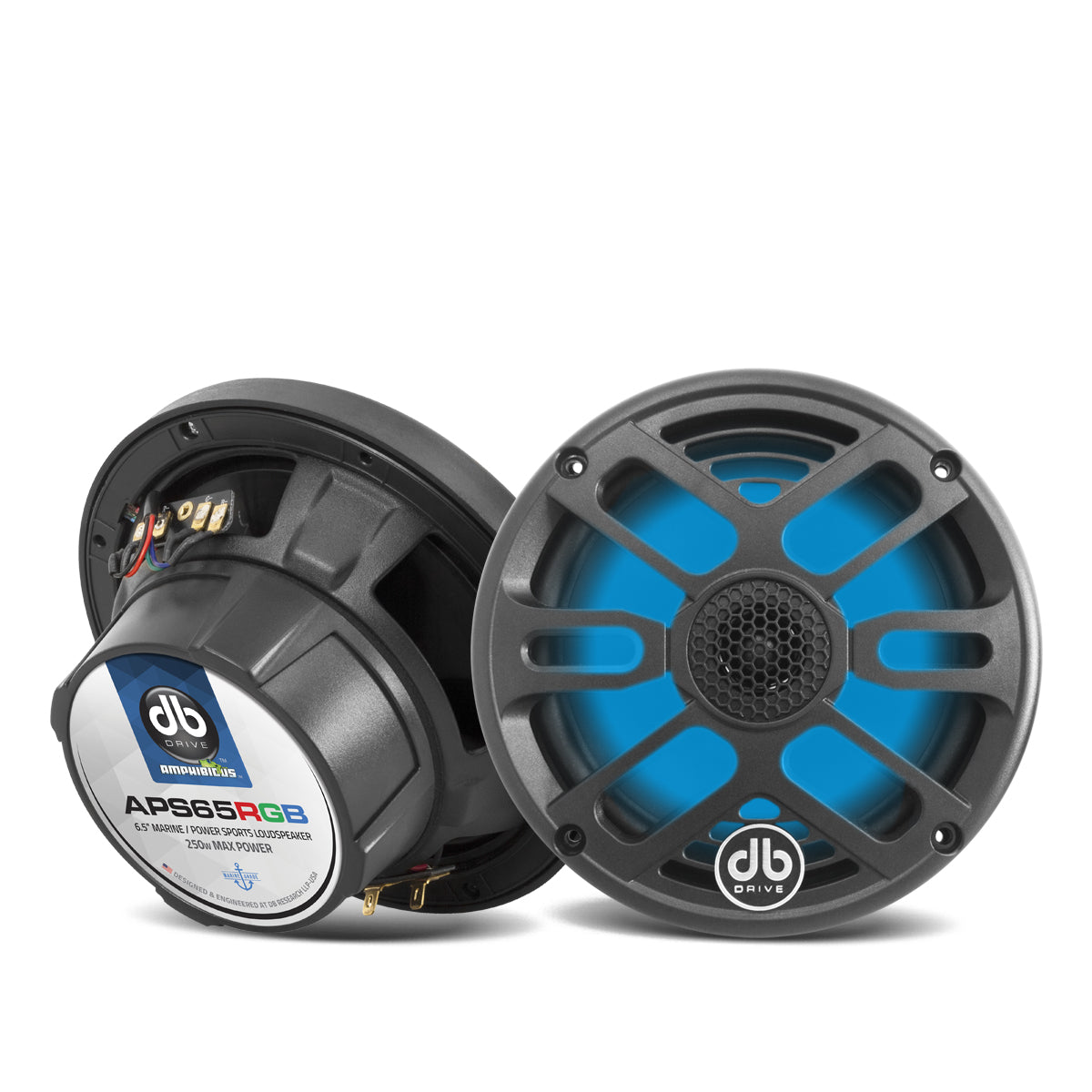 DB Drive APS65RGB : 6.5" 2-Way Marine Loudspeakers W/RGB Accent Lighting (Black) (1 Pair)