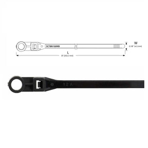 DB Link DCT8N100MB : 8in X 0.18in Black Nylon Mounting Cable Tie (100/Bag)