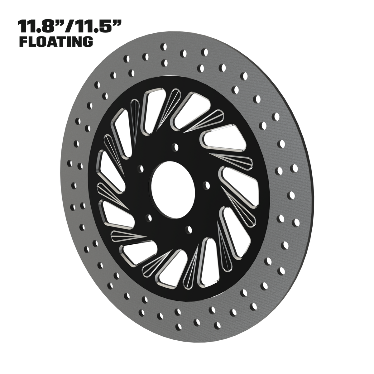 Derailed 11" floating rotor in black double cut