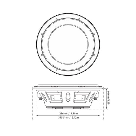 Euphoria EW7 12F : 12" Dual 4-Ohm Shallow Mount Subwoofer