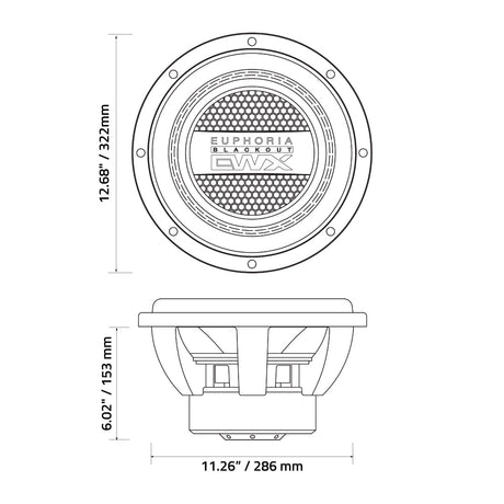 Euphoria EWXB12D2 : 12" Dual 2-Ohm Subwoofer Black Out Edition