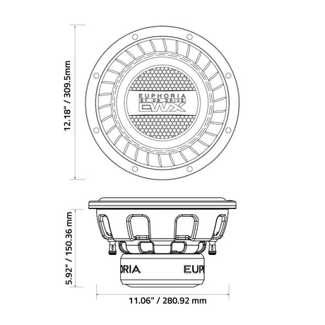 Euphoria EWXPW12D4 : 12" Dual 4-Ohm Subwoofer