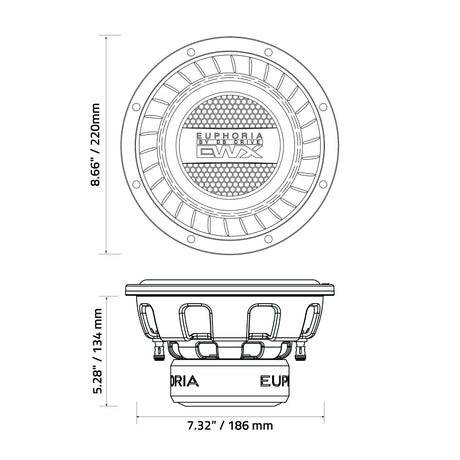 Euphoria EWXPW8D4 : 8" Dual 4-Ohm Subwoofer