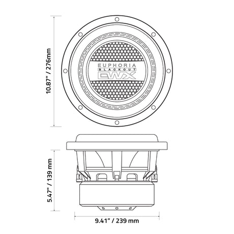 Euphoria EWXB10D2 : 10" Dual 2-Ohm Subwoofer Black Out Edition