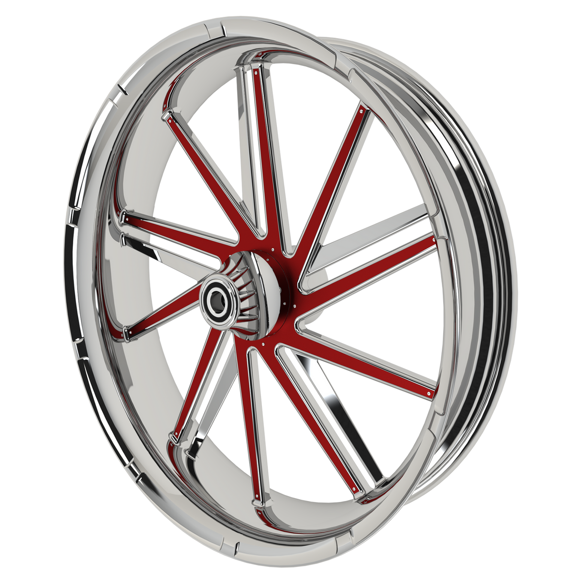21x5.5 Harley-Davidson GT2 Chrome Fat Tire Bagger wheel with color insert