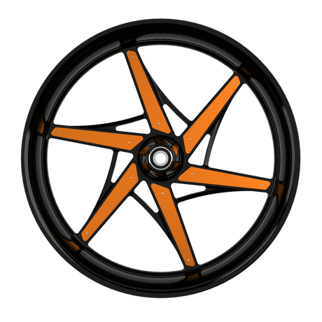 GT6Sixer Harley Softail | Dyna | Sportster Black Wheels with color insert