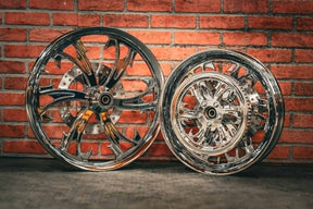 21x2.15" / 18X3.5" CHROME DIRTY HKR ( 2000-2005 HD SOFTAIL)