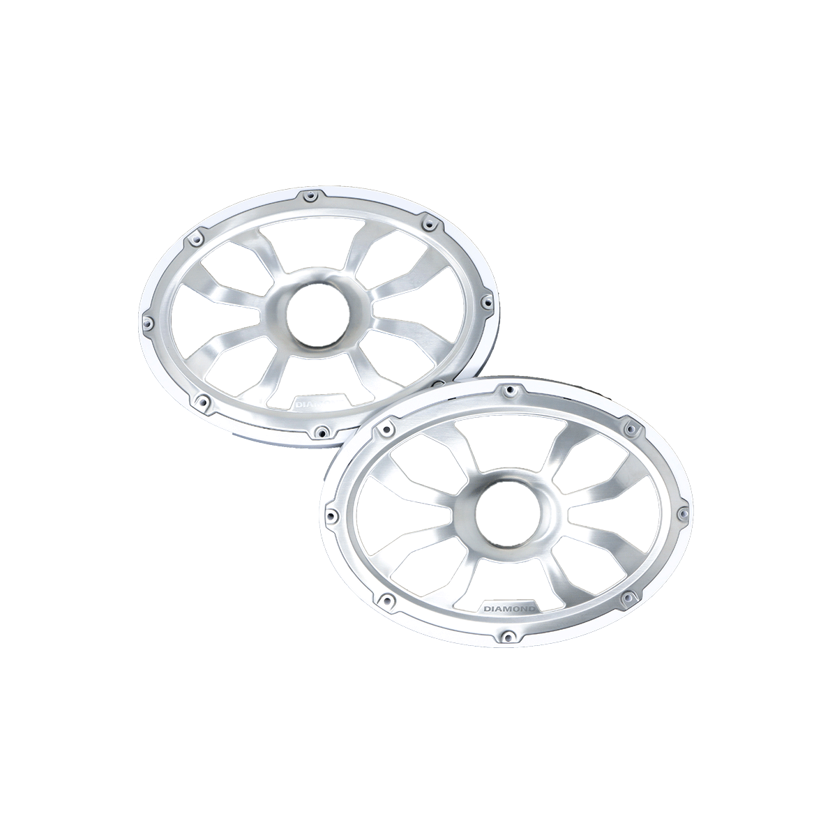 Diamond Audio 6"x 9" Flush Mount Speaker Grills Brushed Aluminum/White (Pair) - HXM69FGW