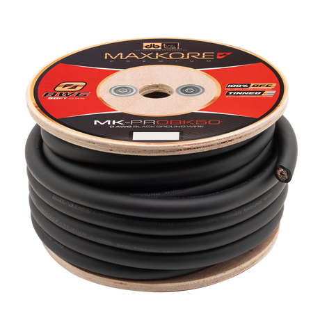 DB Link MK-PR0BK50 : 50' 0 AWG Maxkore+ Premium Black, 100% OFC, TINNED Anti-Corrosive Ground Wire Roll