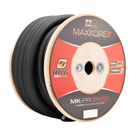 DB Link MK-PR0BK50 : 50' 0 AWG Maxkore+ Premium Black, 100% OFC, TINNED Anti-Corrosive Ground Wire Roll