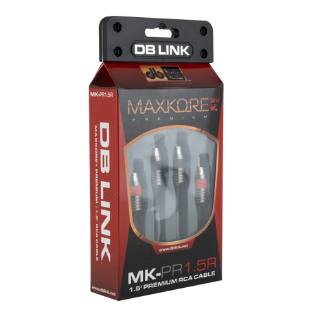 DB Link MK-PR1.5R : 1.5' Maxkore+ Premium Quad Shield, 100% OFC, TINNED Anti-Corrosive RCA