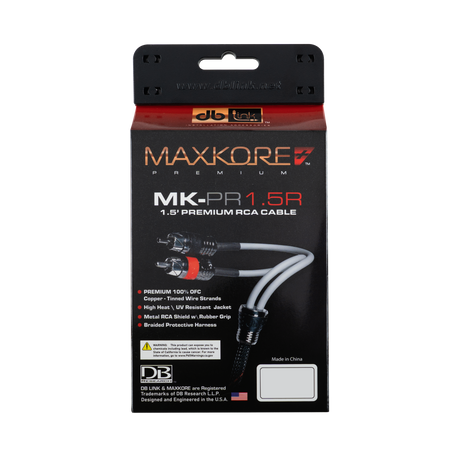 DB Link MK-PR1.5R : 1.5' Maxkore+ Premium Quad Shield, 100% OFC, TINNED Anti-Corrosive RCA