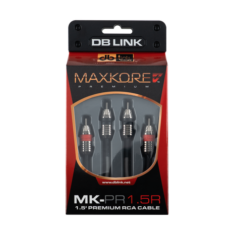 DB Link MK-PR1.5R : 1.5' Maxkore+ Premium Quad Shield, 100% OFC, TINNED Anti-Corrosive RCA