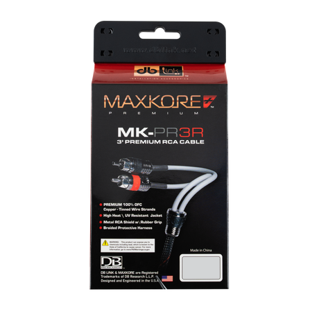 DB Link MK-PR3R : 3' Maxkore+ Premium Quad Shield, 100% OFC, TINNED Anti-Corrosive RCA