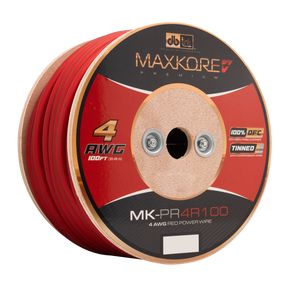 DB Link MK-PR4R100 : 100' 4 AWG Maxkore+ Premium Red, 100% OFC, TINNED Anti-Corrosive Power Wire Roll