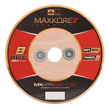 DB Link MK-PR8BK100 : 100' 8 AWG Maxkore+ Premium Black, 100% OFC, TINNED Anti-Corrosive Ground Wire Roll