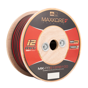 DB Link MK-PRS12RB100 : 100' 12 AWG Maxkore+ Premium Red/Black Speaker Wire, 100% OFC, TINNED Anti-Corrosive