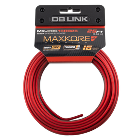 DB Link MK-PRS16RB25 : 25' 16 AWG Maxkore+ Premium Red/Black Speaker Wire 100% OFC, TINNED Anti-Corrosive