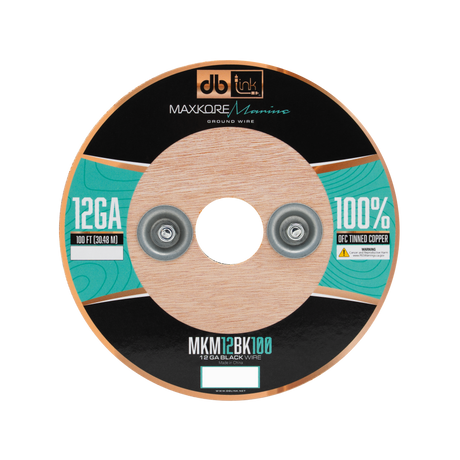 DB Link MKM12BK100 : 100' 12 Ga Maxkore Marine Black, 100% OFC, TINNED Anti-Corrosive Wire Roll (WHOLE ROLL)