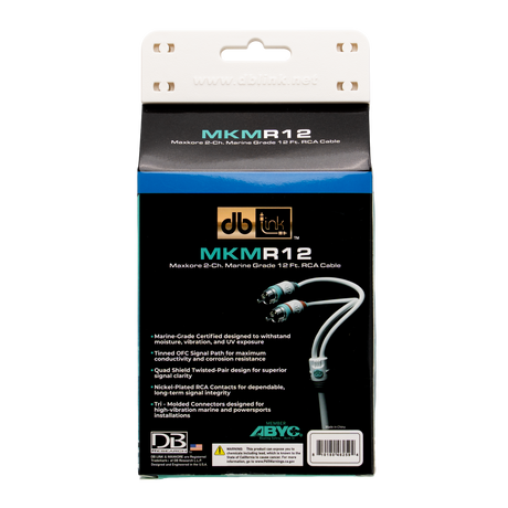 DB Link MKMR12 : 12' Maxkore Marine 100% OFC, Tinned Anti-Corrosive RCAs