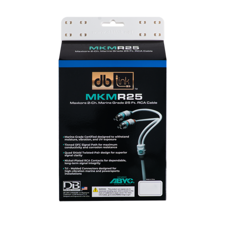 DB Link MKMR25 : 25' Maxkore Marine 100% OFC, Tinned Anti-Corrosive RCAs