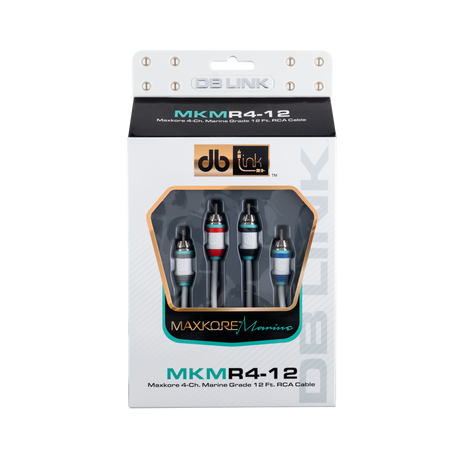 DB Link MKMR4-12 : 12' 4 Channel Maxkore Marine 100% OFC, Tinned Anti-Corrosive RCA