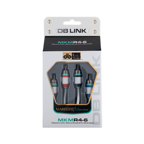DB Link MKMR4-6 : 6' 4 Channel Maxkore Marine 100% OFC, Tinned Anti-Corrosive RCA