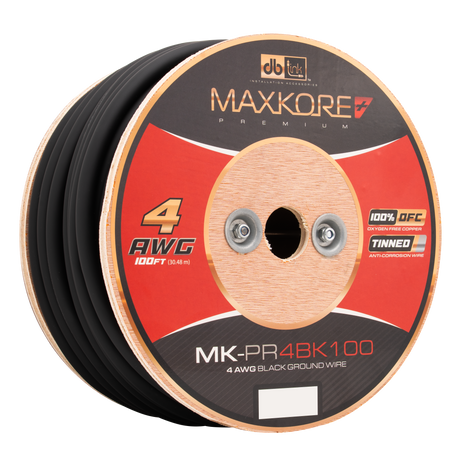 DB Link MK-PR4BK100 : 100' 4 AWG Maxkore+ Premium Black, 100% OFC, TINNED Anti-Corrosive Ground Wire Roll