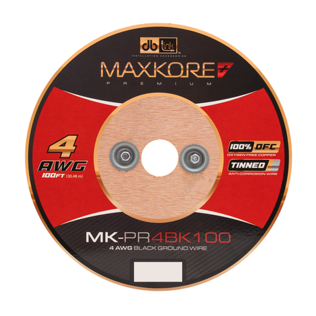 DB Link MK-PR4BK100 : 100' 4 AWG Maxkore+ Premium Black, 100% OFC, TINNED Anti-Corrosive Ground Wire Roll