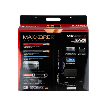 DB Link MK-PRK0 : 0 AWG Maxkore+ Premium, 100% OFC, TINNED Anti-Corrosive Amplifier Installation Kit