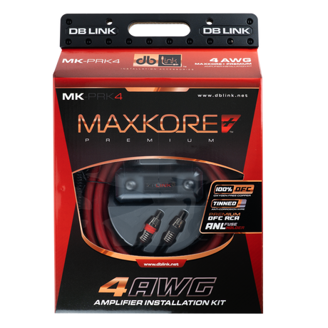 DB Link MK-PRK4 : 4 AWG Maxkore+ Premium, 100% OFC, TINNED Anti-Corrosive Amplifier Installation Kit