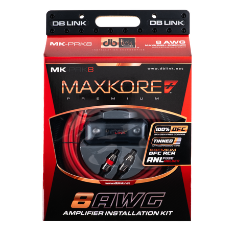 DB Link MK-PRK8: 8 AWG Maxkore+ Premium, 100% OFC, TINNED Anti-Corrosive Amplifier Installation Kit