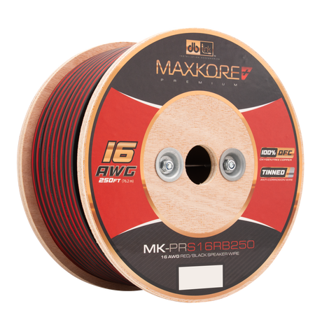 DB Link MK-PRS16RB250 : 250' 16 AWG Maxkore+ Premium Red/Black Speaker Wire, 100% OFC, TINNED Anti-Corrosive