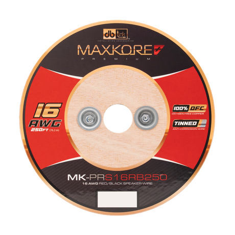 DB Link MK-PRS16RB250 : 250' 16 AWG Maxkore+ Premium Red/Black Speaker Wire, 100% OFC, TINNED Anti-Corrosive