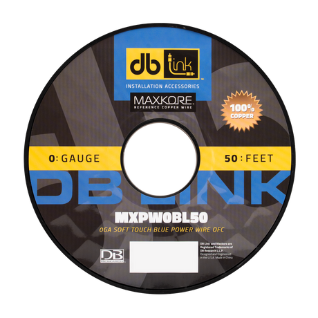 DB Link MXPW0BL50 : 0 Gauge Maxkore Premium 100% Copper Blue Soft Touch Power Wire Roll