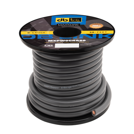 DB Link MXPW0GRA50 : 0 Gauge Maxkore Premium 100% Copper Gray Soft Touch Power Wire Roll