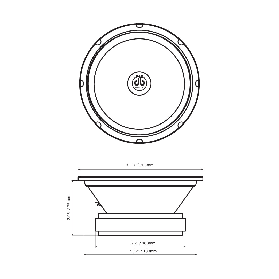 DB Drive P4M 8SB : 8" PRO Audio Sealed Back Midrange