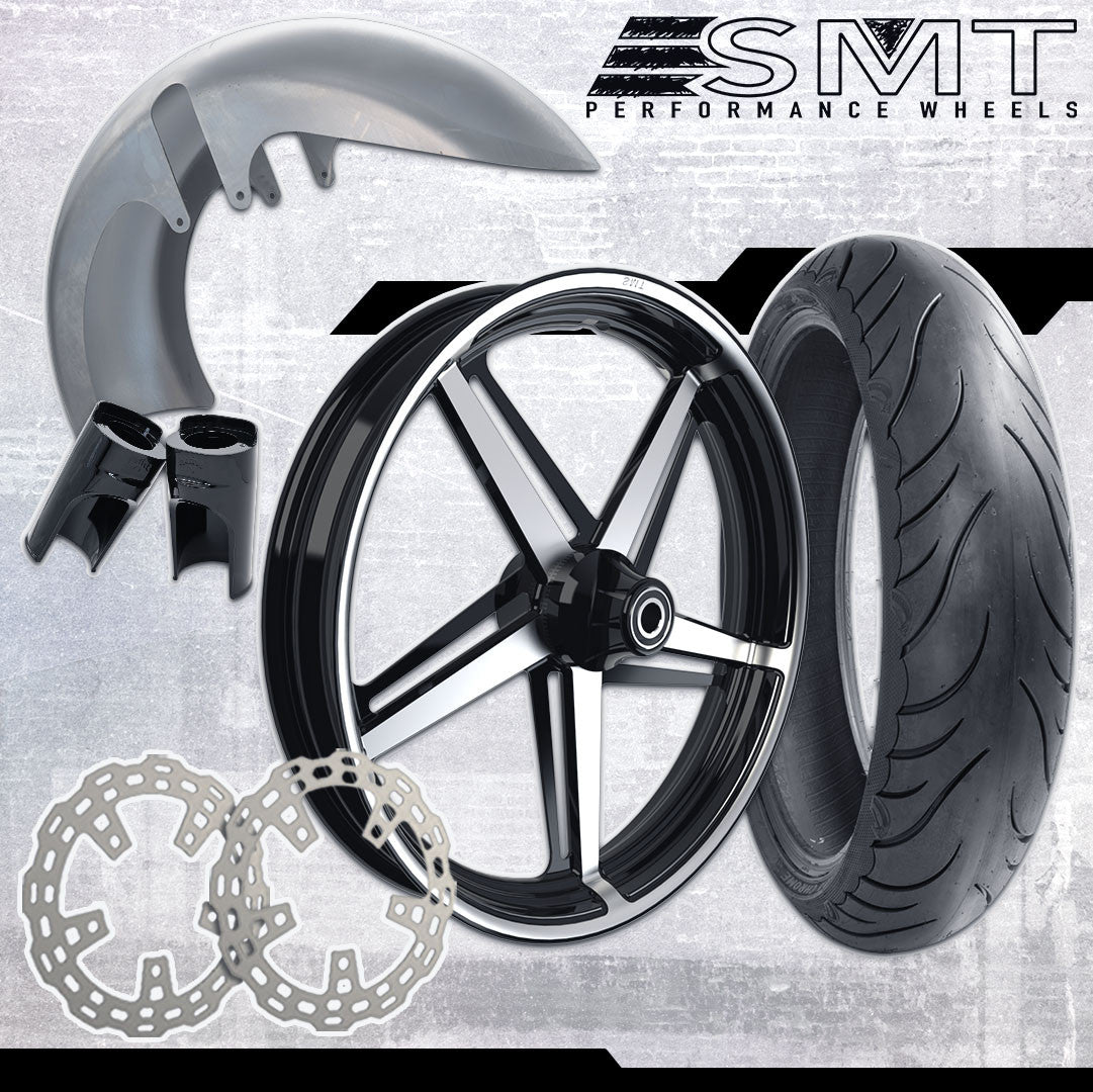 18x5.5 Harley-Davidson Black Double Cut Fat Tire Bagger Kit