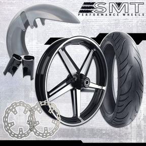18x5.5 Harley-Davidson Black Double Cut Fat Tire Bagger Kit