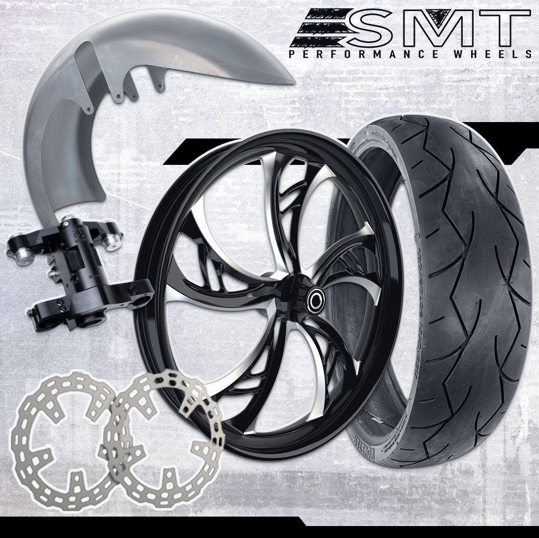 26x5.5 Harley-Davidson Black Double Cut Fat Tire Bagger Kit