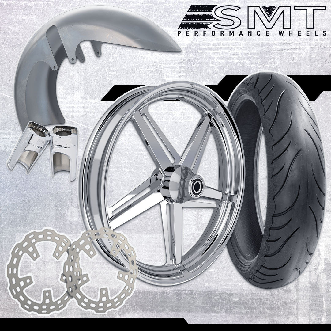 18x5.5 Harley-Davidson Chrome Fat Tire Bagger Kit