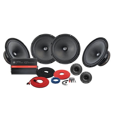 DB Drive PRO-K2000 : 2 Pro Tweeters, 4 Pro 6.5 Mids, 4-Ch Amplifier, and 4 Gauge Wiring kit Pro Mid package