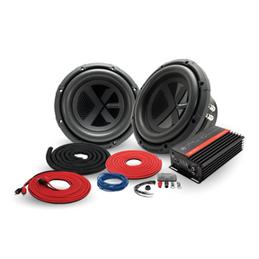 DB Drive PRO-KSUB2000 : 2-Dual 8” 4Ohm Subwoofers (X-W8D4), 1-Mono Amp (PRO1000.1D),1- 4Ga Amp Kit (XRK4MANL)