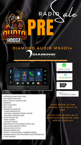 DIAMOND AUDIO MSHD14 REPLACEMENT HEAD UNIT FOR HARLEY DAVIDSON® 14+ SG/RG