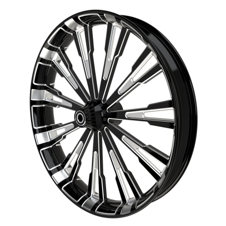 Roulette Harley Touring Black Double Cut Wheels 3/4 View
