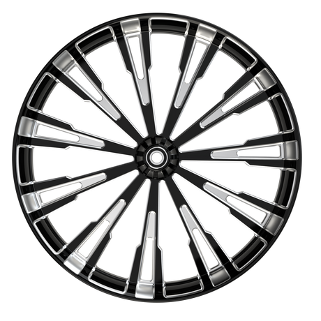 Roulette Harley Touring Black Double Cut Wheels Front View
