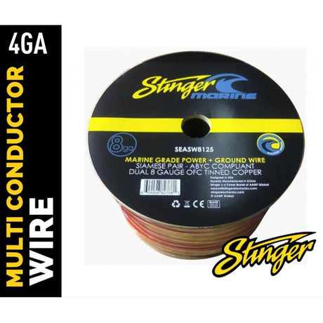 Stinger SEASW4125 4GA Marine-grade Amplifier Wire Spools 125FT
